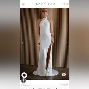 Jenny Yoo White Harlyn Backless Halter wedding Gown with Side Slit